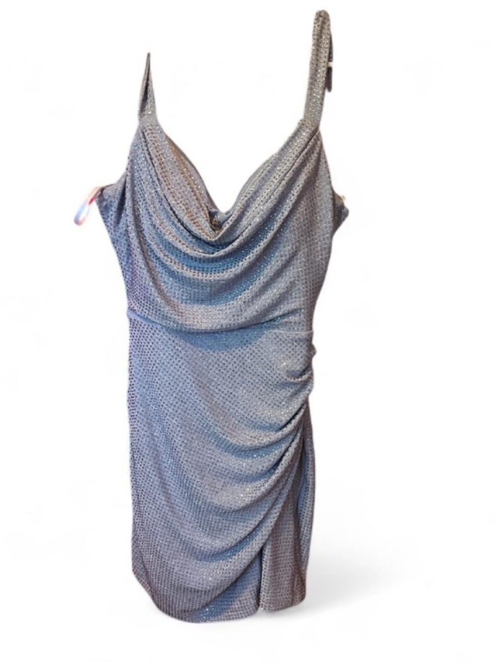 Windsor Silver Sparkle Cowl Neck Mini Dress